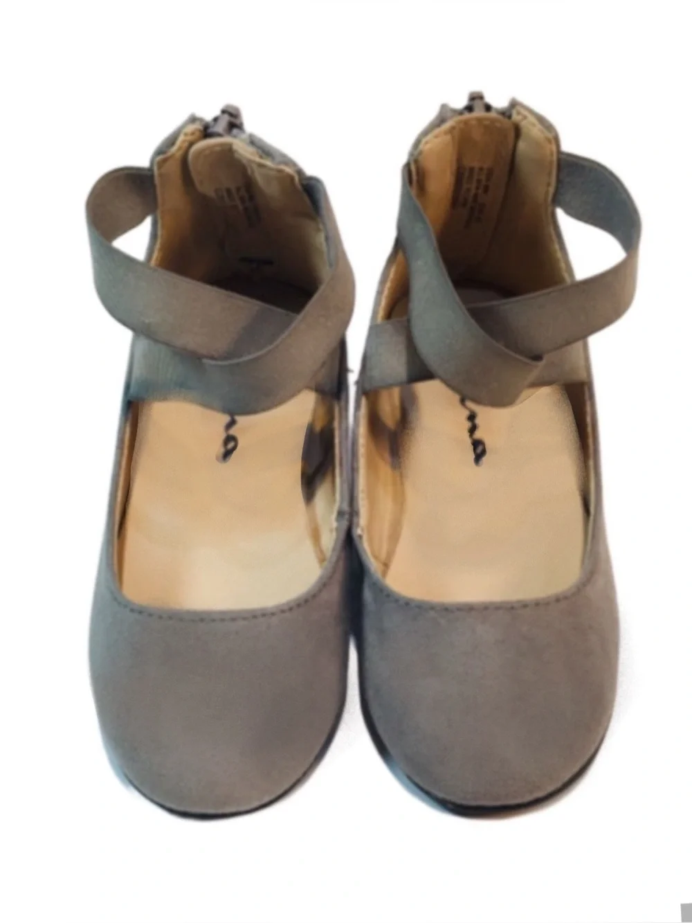 Nina Marissa Gray Faux Suede Cris Cross Ballet Flats Girls Size 6 (Big Girl 4)